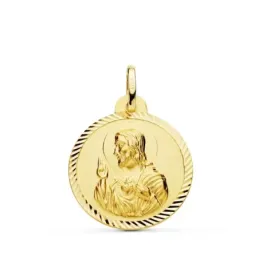 Cristo Sagrado Corazón de Jesús Medalla Oro 18k unisex 22 mm. Grabaci