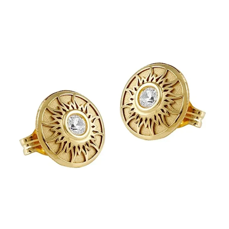 Pendientes Oro Amarillo 18k modelo Comunión (2 Circonitas de 2,5mm.) Medida: 9mm.