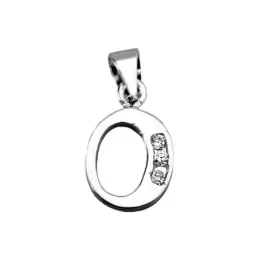 Colgante plata Ley 925m letra O circonitas [AB4031]