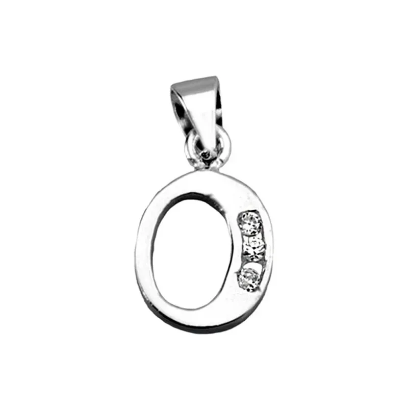Colgante plata Ley 925m letra O circonitas [AB4031]