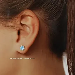 Pendientes plata Ley 925m estrellas esmaltadas 7mm. color azul cierre tornillo niña