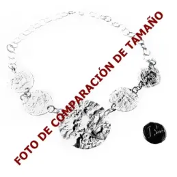 Gargantilla plata Ley 925m chapas redondas labradas [1031]