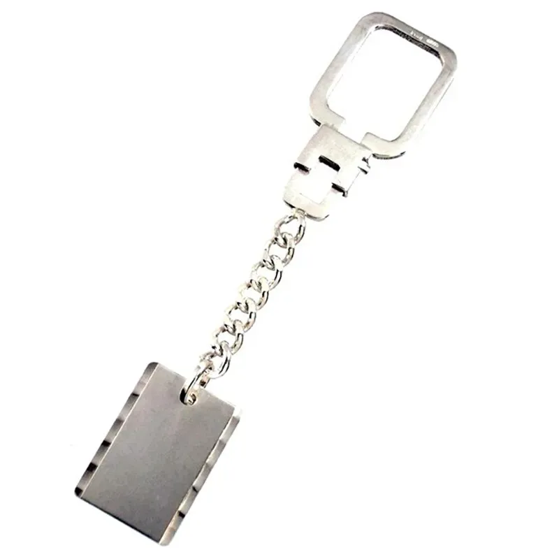 Llavero plata Ley 925m placa chapa rectangular filo labrado [1360]