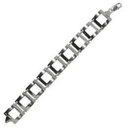 Pulsera plata Ley eslabones lisos cuadrados [1926]