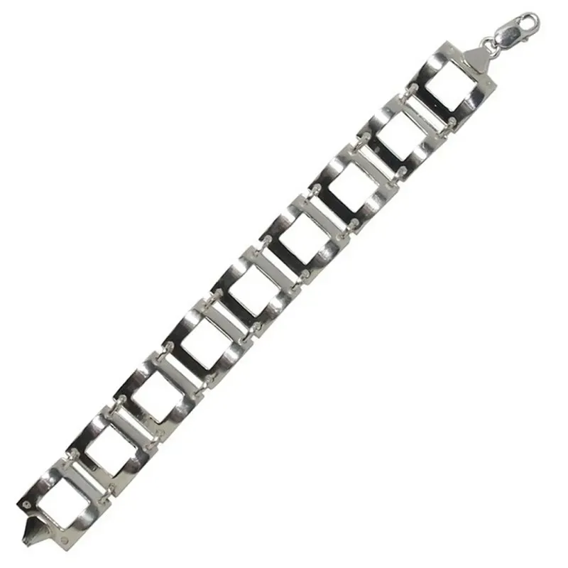 Pulsera plata Ley eslabones lisos cuadrados [1926]