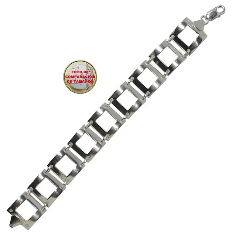 Pulsera plata Ley eslabones lisos cuadrados [1926]