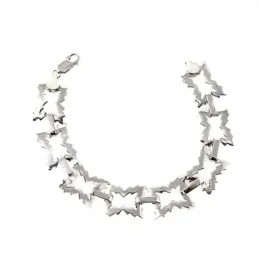 Pulsera plata Ley 925um eslabones cuadrados hojas grandes [2194]