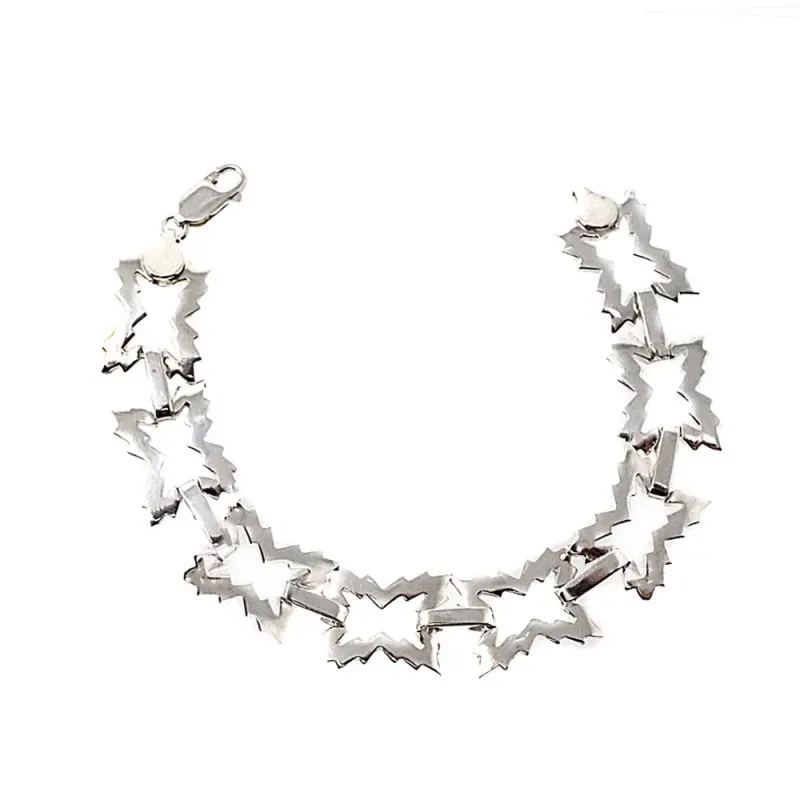 Pulsera plata Ley 925um eslabones cuadrados hojas grandes [2194]