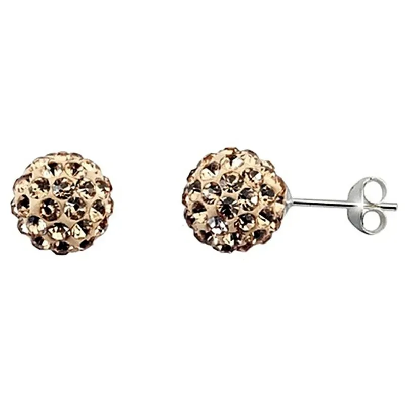 Pendientes plata Ley 925m bola Shambala 10mm. champán [4844CHA]