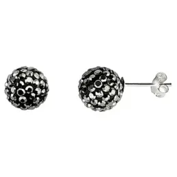 Pendientes plata Ley 925m bola Shambala 10mm. óxido [4844OXI]