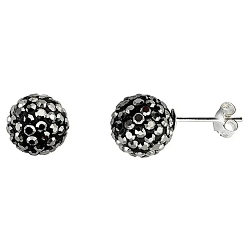 Pendientes plata Ley 925m bola Shambala 10mm. óxido [4844OXI]