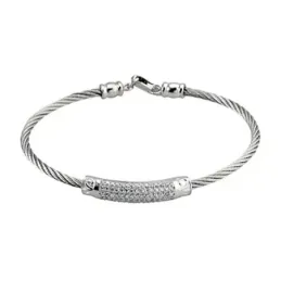 Pulsera acero-plata Ley 925m tramo blanco circonitas [6383]