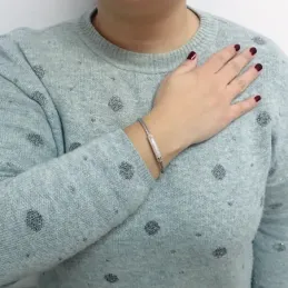 Pulsera acero-plata Ley 925m tramo blanco circonitas [6383]