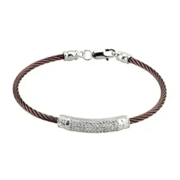 Pulsera acero-plata Ley 925m tramo marrón circonitas [6384]