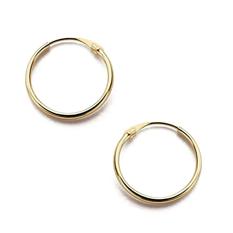 Pendientes oro 18k aros 12mm. redondos lisos ligeros [7719]