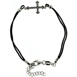 Pulsera plata Ley 925m 17cm. rodiada fetiche cruz circonitas [8089]