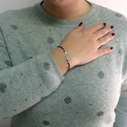 Pulsera plata Ley 925m 17cm. rodiada fetiche cruz circonitas [8089]