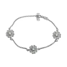 Pulsera plata ley 925m tres flores circonitas [8232]