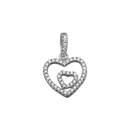 Colgante plata Ley 925m corazones fusionados circonitas y asa [8368]