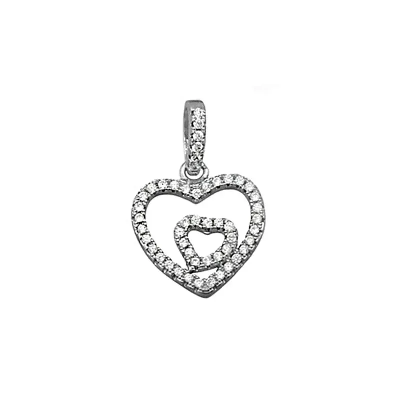 Colgante plata Ley 925m corazones fusionados circonitas y asa [8368]