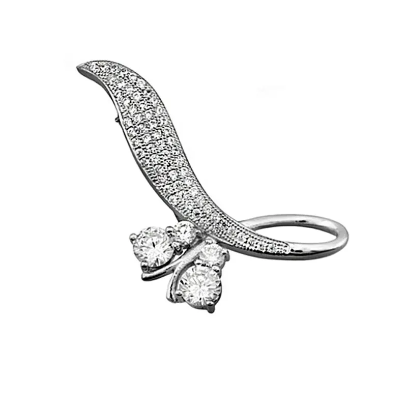 Alfiler plata Ley 925m hoja circonitas [8396]