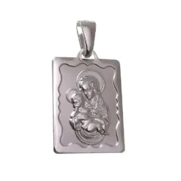 Escapulario plata Ley 925m medalla rectangular 20 mm. Virgen centro d
