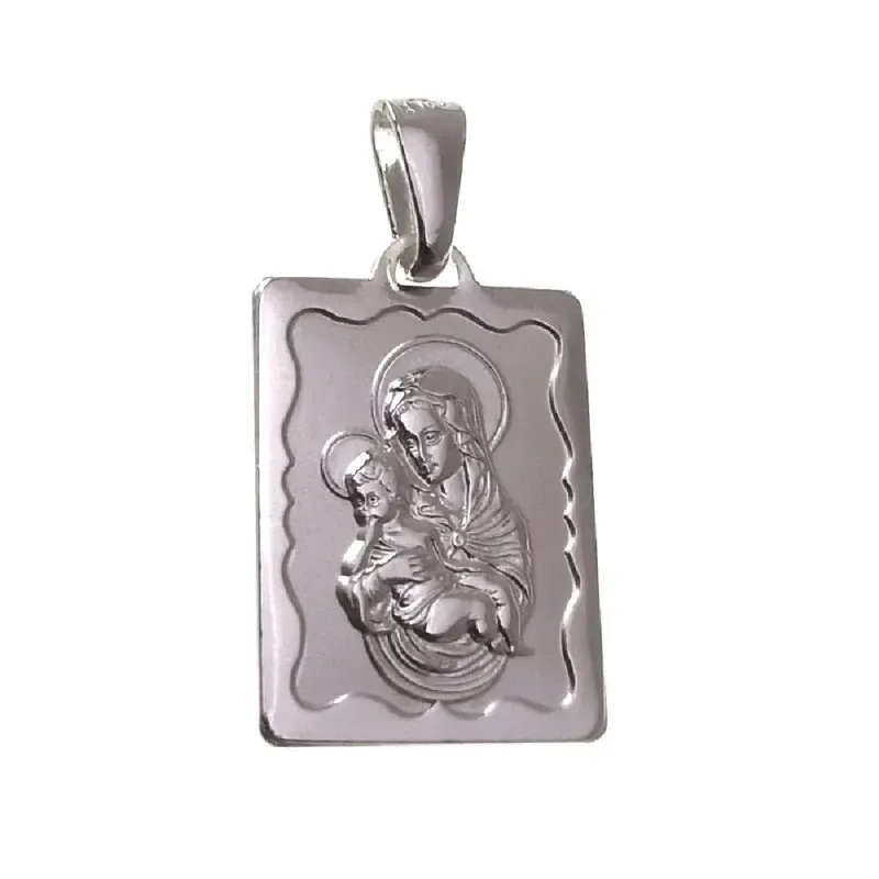 Escapulario plata Ley 925m medalla rectangular 20 mm. Virgen centro d