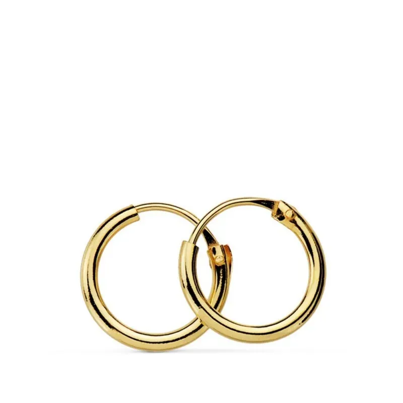 Pendientes oro 18k aros lisos ligeros 10mm. [AB4675]