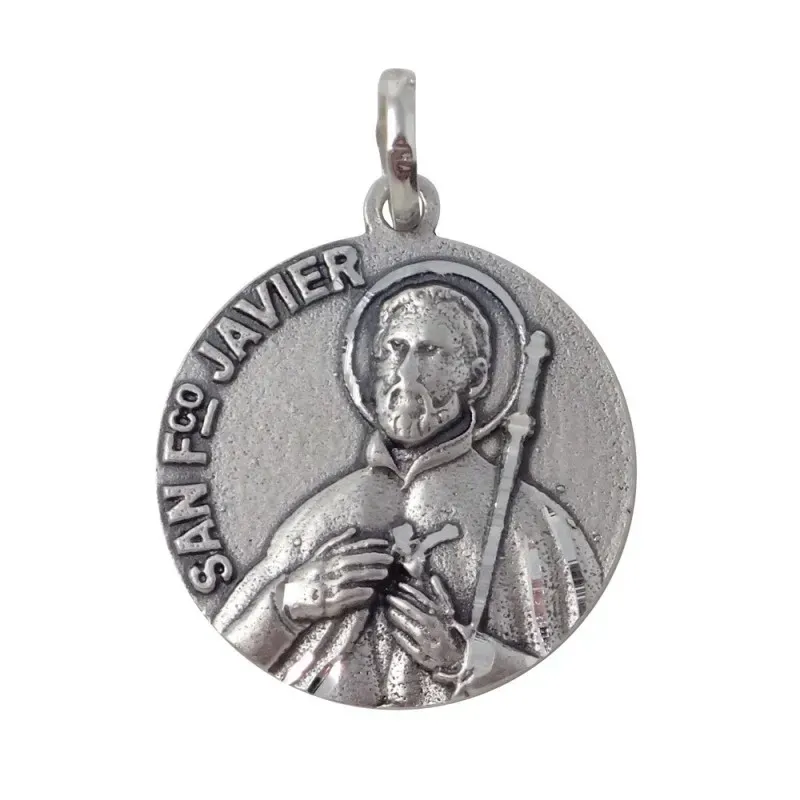 Medalla plata Ley 925m San Francisco Javier 21.6mm. maciza [AC0899GR]