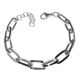 Pulsera plata Ley 925m mujer 17 cm. cadena forzada alargada mosquetón