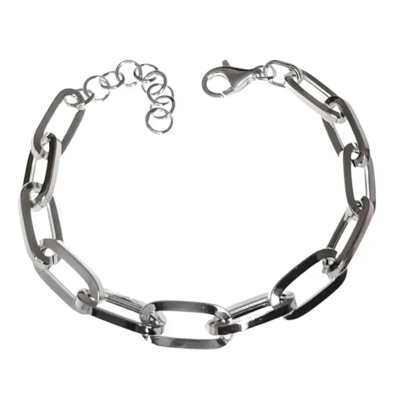 Pulsera plata Ley 925m mujer 17 cm. cadena forzada alargada mosquetón