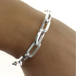 Pulsera plata Ley 925m mujer 17 cm. cadena forzada alargada mosquetón