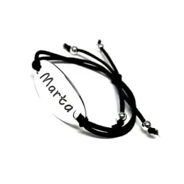 Pulsera plata Ley 925m adaptable chapa lisa 38x19mm. oval personalizada extremos bolitas