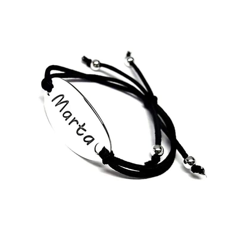 Pulsera plata Ley 925m adaptable chapa lisa 38x19mm. oval personalizada extremos bolitas