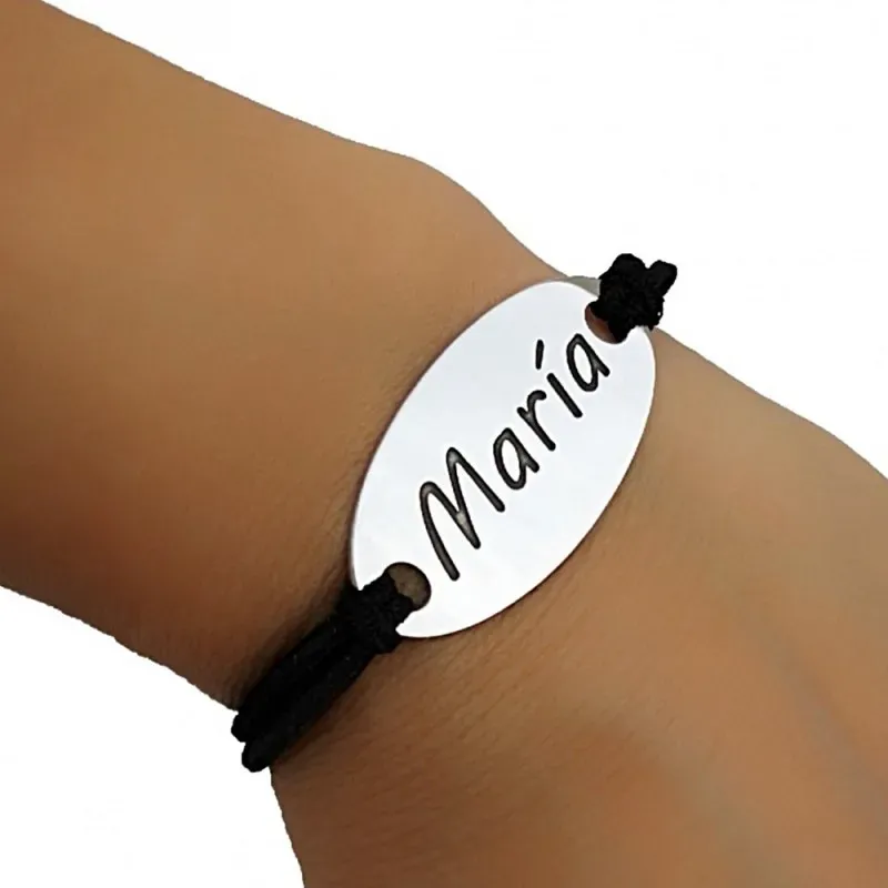Pulsera plata Ley 925m adaptable chapa lisa 38x19mm. oval personalizada extremos bolitas