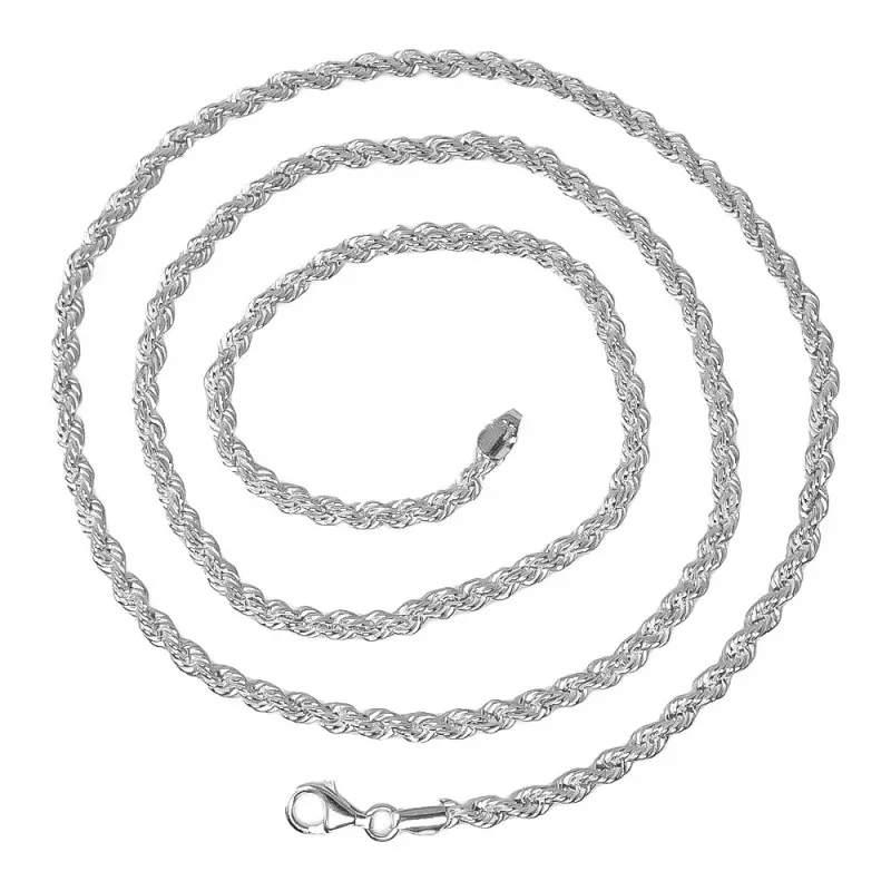 Cordón Salomónico en Plata de Ley 925m con 80 cm. y 4 mm. de ancho