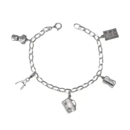 Pulsera Maestra Profesora Plata Ley 925m 18 cm. cadena forzada alarga
