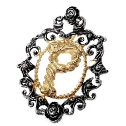 Colgante plata Ley 925m letra P 35mm. chapado oro oxidado [AB7213]