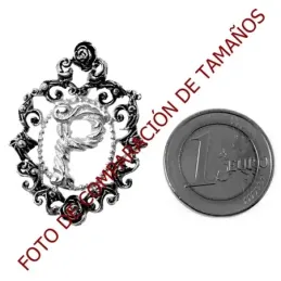 Colgante plata Ley 925m letra P 35mm. chapado oro oxidado [AB7213]
