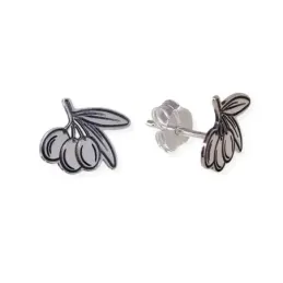 Pendientes Aceituna Plata Ley 925m mujer 12 mm. con rama