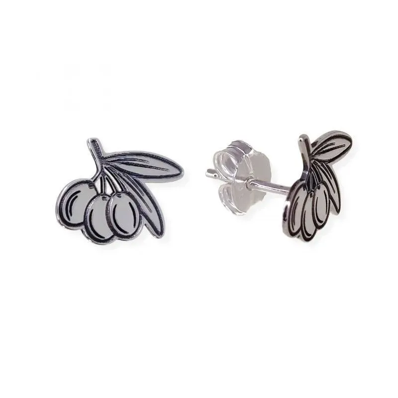 Pendientes Aceituna Plata Ley 925m mujer 12 mm. con rama