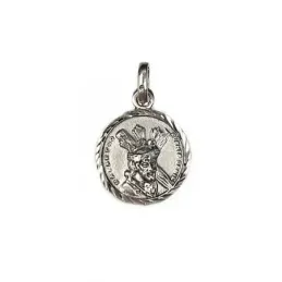 Medalla colgante plata Ley 925m maciza 16mm. Cristo Nazareno Puente Genil borde tallado trasera lisa