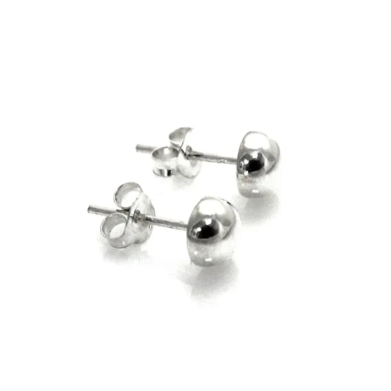 Pendientes plata Ley 925m media bola 6mm. lisa presión [AC0578]