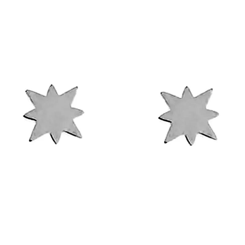Pendientes mini plata Ley 925m par estrella 8 puntas 6mm. mujer cierre presión