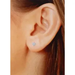 Pendientes mini plata Ley 925m par estrella 8 puntas 6mm. mujer cierre presión