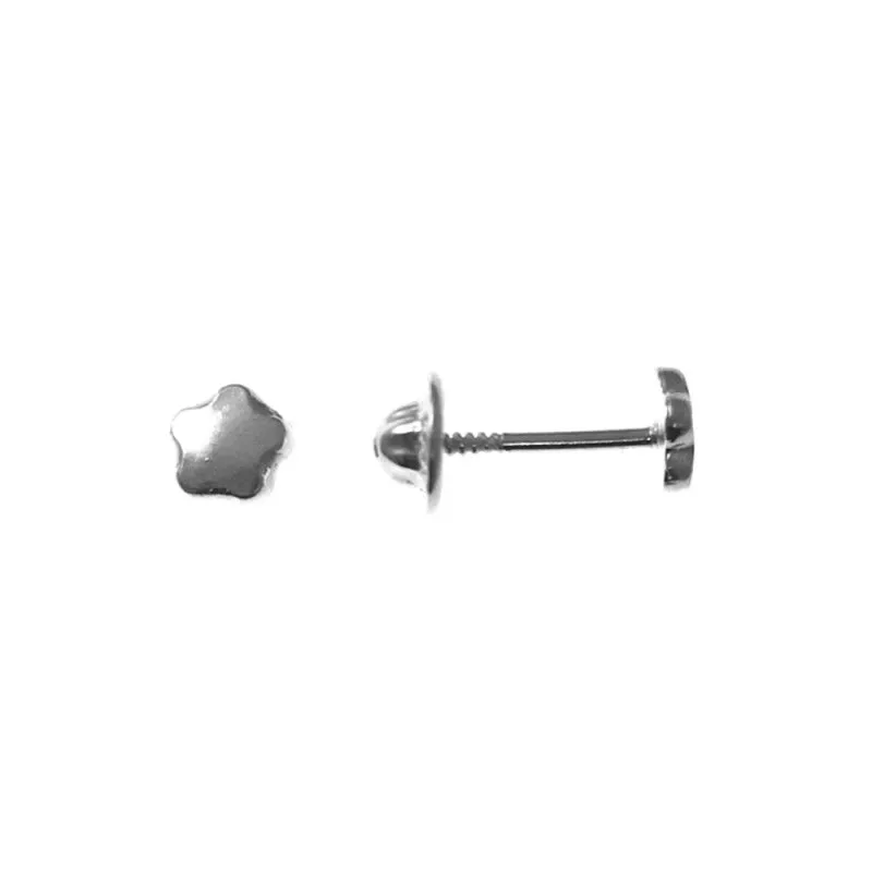 Pendientes plata Ley 925m infantiles 4mm. flor lisa cierre tuerca