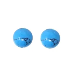 Pendientes plata Ley 925m mujer 8 mm. piedra magnesia turquesa natura