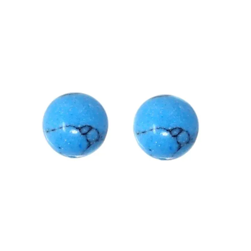 Pendientes plata Ley 925m mujer 8 mm. piedra magnesia turquesa natura