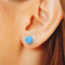 Pendientes plata Ley 925m mujer 8 mm. piedra magnesia turquesa natura