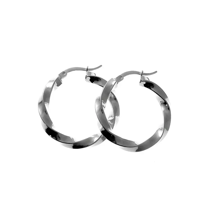 Pendientes plata Ley 925m. aro reliado 28mm. mujer cierre palillo